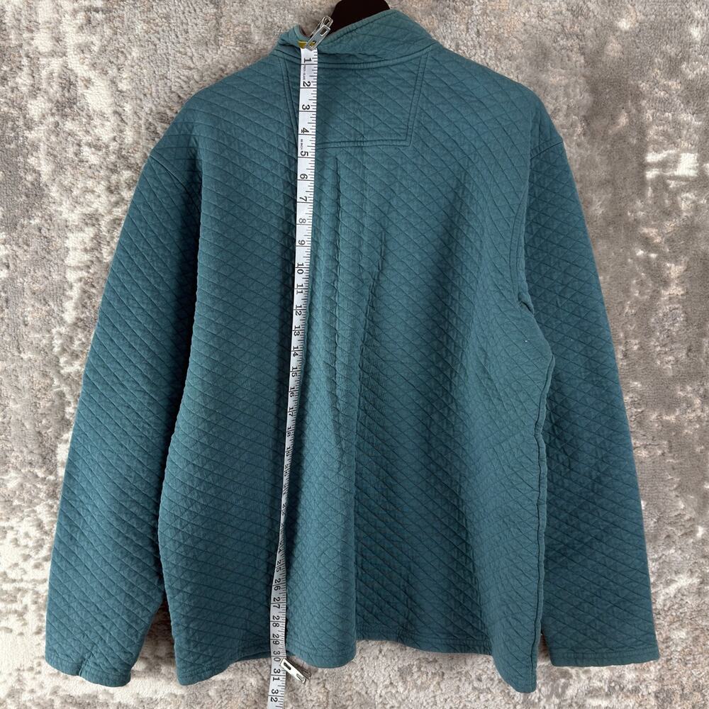 LL Bean Size XL Quilted Snap Button Outdoor Mock Neck Sweater Blue Long Sleeve - Picture 4 of 9